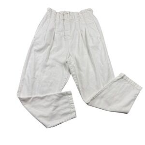 Free People White High Waisted Paperbag Waist Pants Cropped Leg Size Small